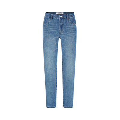 伦德马男士蓝色直筒弹力牛仔裤