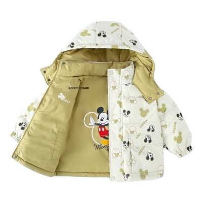 正品迪士尼童装女童双面穿羽绒服儿童秋冬季新款女孩轻薄羽绒外套