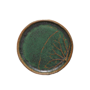 台湾林义杰 民间陶艺师 荷叶杯垫杯托陶瓷茶道零配纯手工原创作品