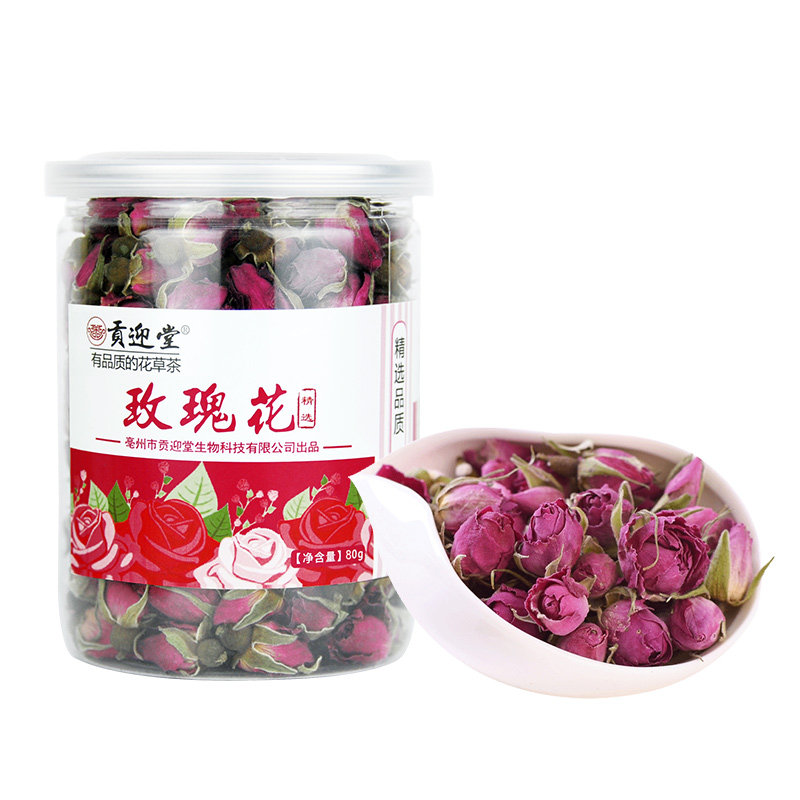 玫瑰花茶官方旗舰店干花泡茶水喝的平阴罐装特级正品干玫瑰花冠茶