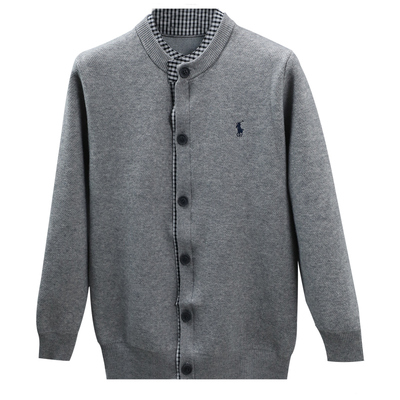 保罗假两件针织衫开衫男