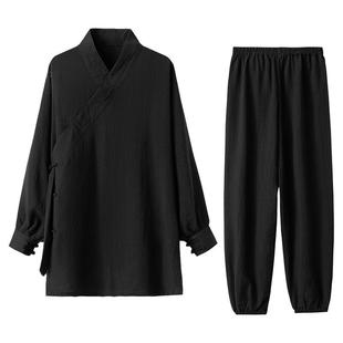 太极服武当亚麻武术表演服居士禅修服女太极拳练功服男春夏道士服