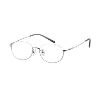 超轻下半框近视眼镜框男款可配度数台球椭圆形倒银色边框小镜架女