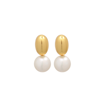 JX I 卢娜 法式静奢优雅极简设计豆豆天然珍珠耳环通勤小耳钉