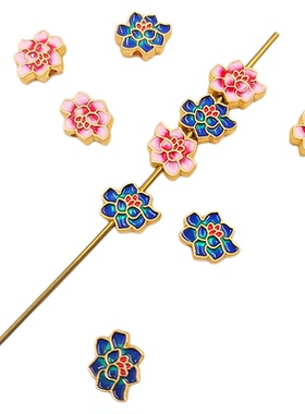 古法沙金莲花花月佳期项链隔珠