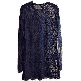 蕾丝衫毛衣内搭长款宽松遮肉秋冬新款性感微透长款大码蕾丝打底衫