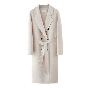 CHIIYEAR池也 双面羊绒羊毛大衣女中长款双排扣2025冬新毛呢外套