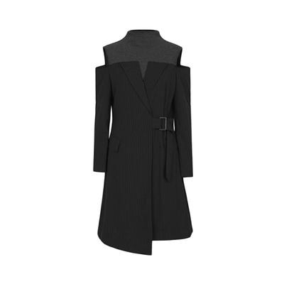 s.deer条纹收腰不规则连衣裙