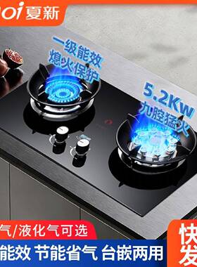 夏新燃气灶双灶家用天然气台式嵌入式定时液化气猛火节能灶