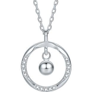 六桂福寻迹S925银圆环项链女银套链锁骨链银饰新年情人节礼物