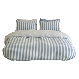 Stripe|韩系条纹设计师款皱皱纱四件套全棉纯棉床单被套床品床笠