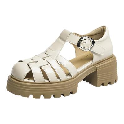 红蜻蜓厚底罗马凉鞋女夏季新款女鞋增高猪笼鞋外穿包头镂空鞋子