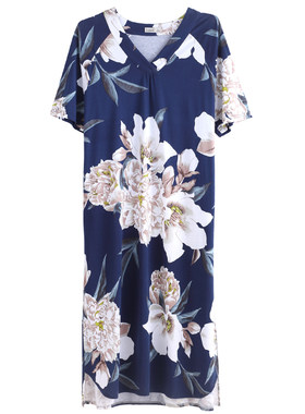 达尔丽纯棉过膝印花女士睡衣新品