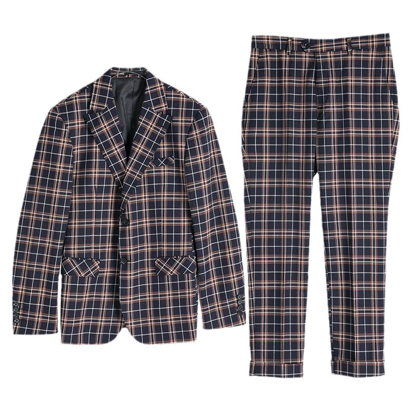 西服套装themasee复古格子九分