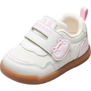 牧童好运莲莲学步鞋女宝宝春秋软底可爱面包鞋婴儿鞋子男童网面鞋