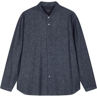 [黑支线]速写男装春秋新款男士衬衫长袖牛仔衬衫棉质简约通勤