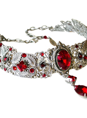 手作维多利亚红水晶新娘项链