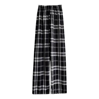 加绒加厚羊羔毛冬季格子阔腿裤