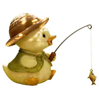 高级鱼缸造景摆件全套可爱小黄鸭子钓鱼工位改造室内假山流水景观