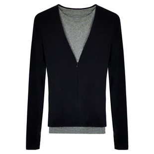 因由 25新春羊毛修身内搭博主长袖T轻生活拉链两件套V领打底衫女