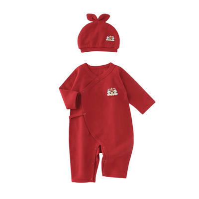 馨贝比婴儿纯棉连体衣新年拜年服