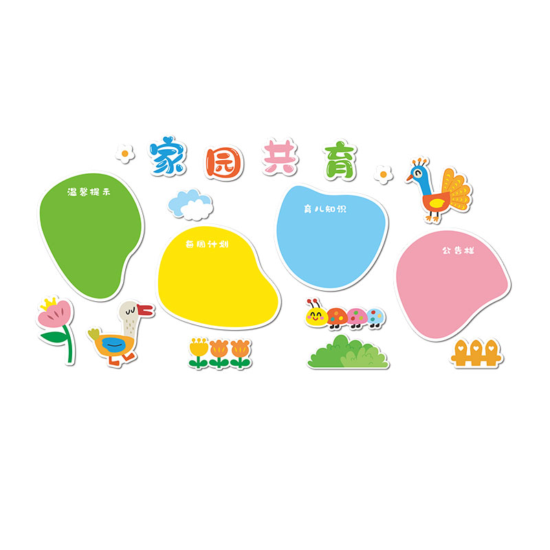 幼儿园家园联系栏成品环创装饰主题共育公告栏班级文化墙墙贴布置