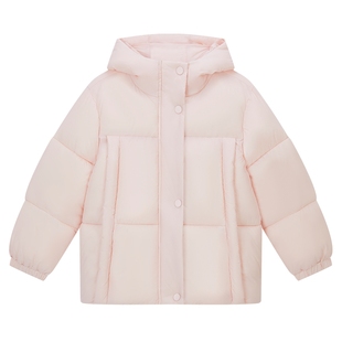 Baleno junior班尼路女童净色短款连帽棉服中大童棉衣冬季保暖I