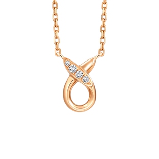 周生生官方正品萌芽系列比彼心钻石项链18K玫瑰金颈链小版94087N