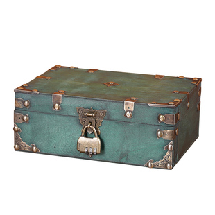 复古木质带锁桌面收纳盒长方形整理证件密码木盒子家用杂物小木箱