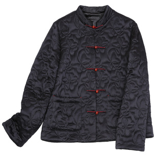 菲伊唐真丝素缎冬棉衣短外套中式复古改良唐女盘扣夹驼絮绒女上衣