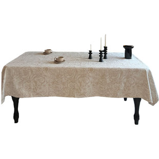 立体提花法式餐桌布复古氛围感轻奢高级感桌布加厚长方形茶几台布