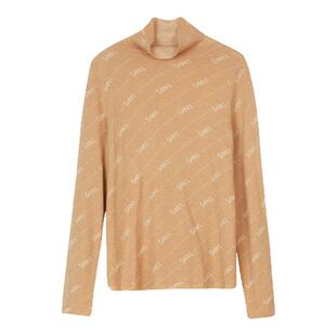 SANI纯绵羊毛高领毛衣内搭针织衫打底衫女秋冬叠穿字母织花毛衫女