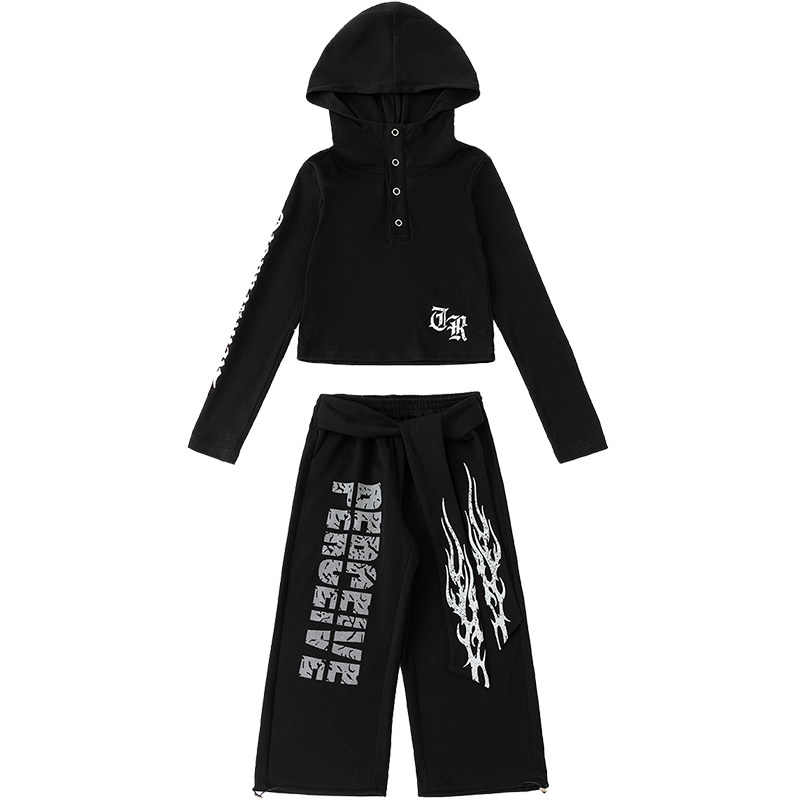 少儿jazz爵士舞潮服女童洋气连帽长袖运动裤舞蹈练功服韩舞演出服