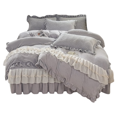 新款牛奶绒四件套床裙款加厚高端