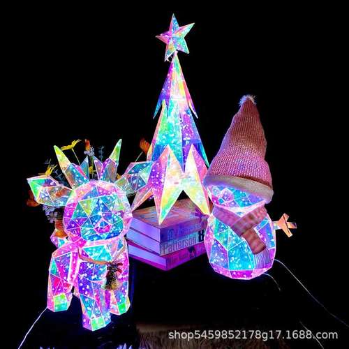 跨境爆款圣诞树创意发光小鹿氛围摆件节日装饰灯礼盒生日礼物儿童