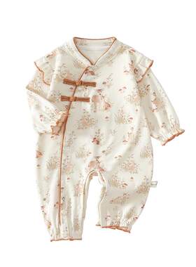 小聪熊婴儿衣服纯棉春秋国风连体