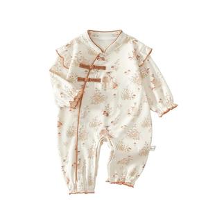 婴儿衣服春秋季连体衣宝宝百天周岁礼服中国风纯棉女宝一岁春装80