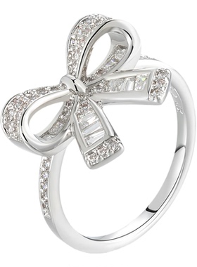 旭平微镶蝴蝶结戒指女时尚轻奢精致清冷感食指戒千金风气质指环