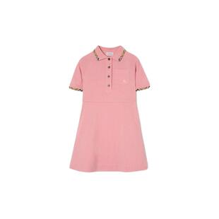 【24期免息】BURBERRY 女童 格纹装饰棉质 Polo衫式连衣裙 多色