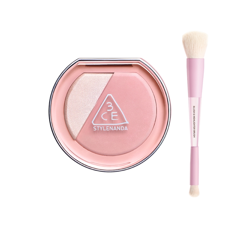 【彩妆礼物】3CE焕妆腮红盘 白桃膨胀高光腮红二合一修容