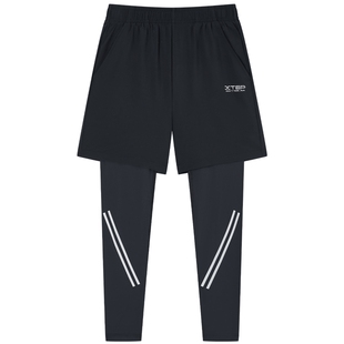 特步童装秋冬新款儿童速干裤男童假两件运动裤子大童训练长裤冬装