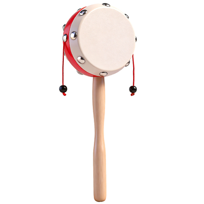 羊皮木质拨浪鼓传统老式可啃咬