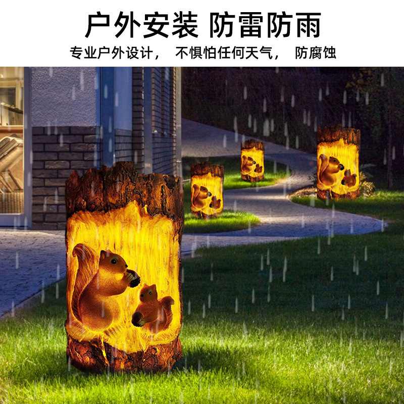 太阳能松鼠灯发光树脂圣诞装饰灯庭院节日氛围灯草坪灯户外挂树灯