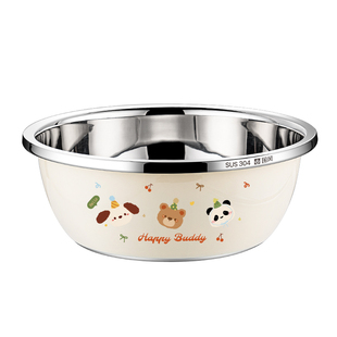 和面盆304不锈钢盆三光食品级家用厨房发面碗专用盆子国风揉面盆