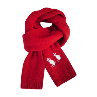 素单舍西“滑雪熊”针织围巾女秋冬天日系百搭保暖旅游情侣围脖潮