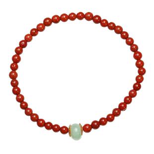 暖言天然红玛瑙手链女生翡翠细珠转运珠红色水晶手串小众精致珠子