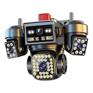 360度无死角监控器无线家用手机远程4G高清室外变焦四画面摄像头