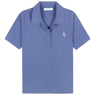 [奢享价]Sporty&Rich 女士美式复古宽罗纹Polo针织短袖上衣
