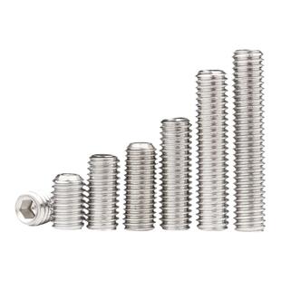 304不锈钢内六角凹端紧定螺丝无头螺钉机米顶丝2M3M4M5M6M8M10M12