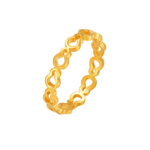 明牌珠宝古法黄金福禄滚滚戒指 足金葫芦戒圈女款固口指环AFM0385